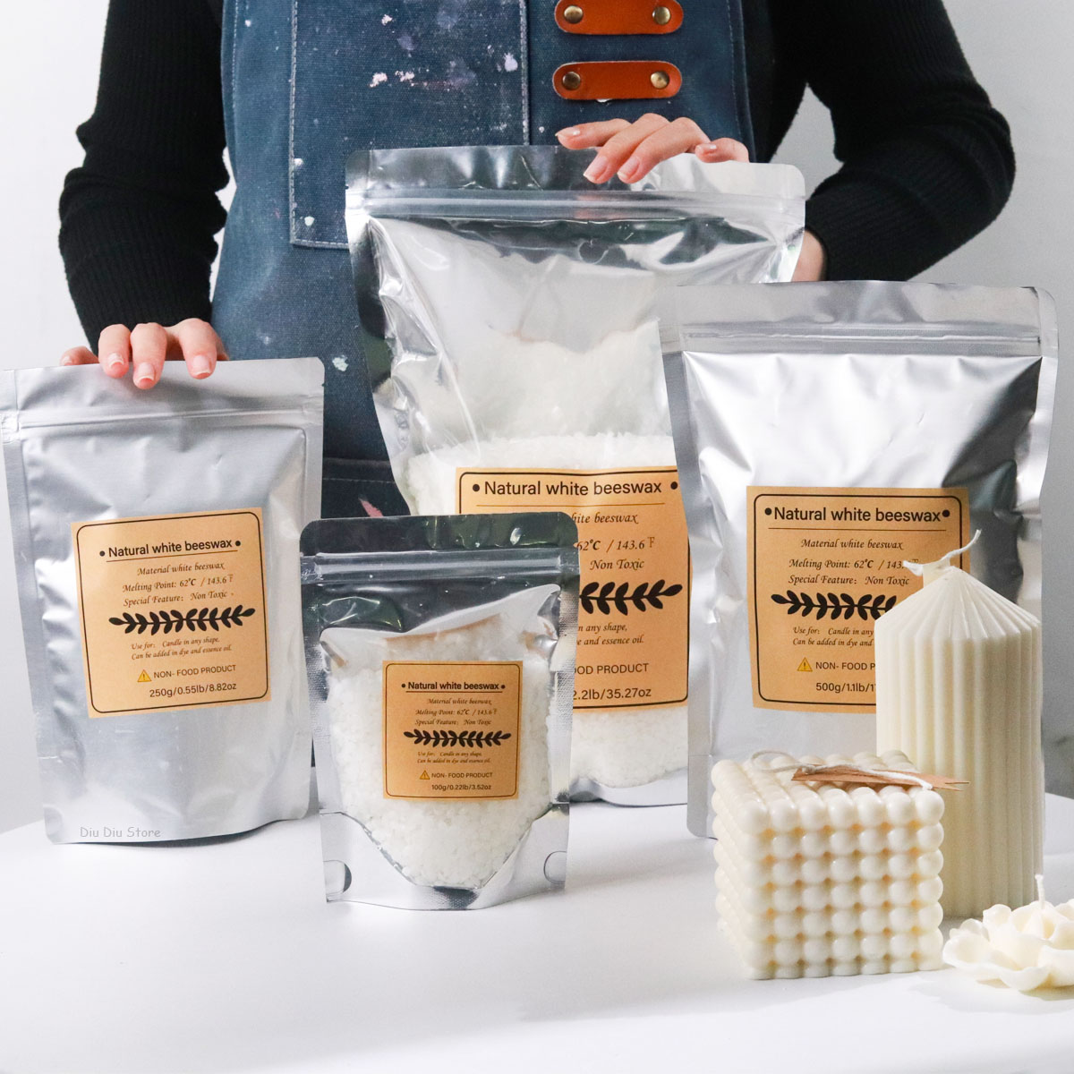 Candle Supplies Bulk - 白蜜蝋純粋な天然粒状香りキャンドル材料 DIY 香りキャンドル無煙芯材料作成クラフト用品