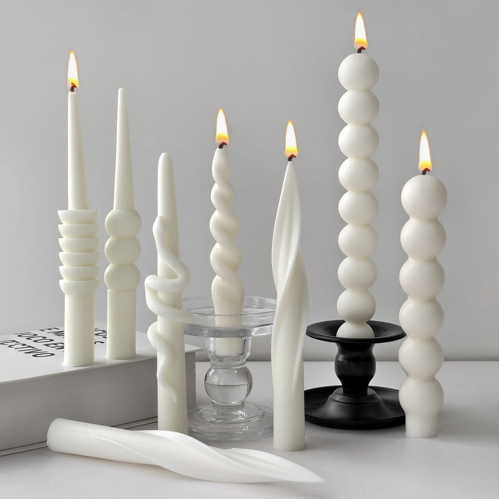 Candle Supplies Tins - 幾何学模様ロングロッドキャンドル型 手作りアロマキャンドル シリコンモールド ツイストスパイラルロングポールキャンドル製作用品