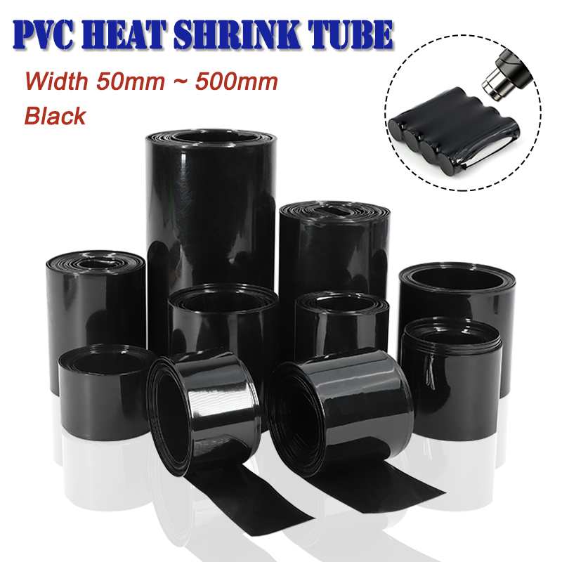 Shrink Sleeve Pvc - 1/5m 黒色 PVC 熱収縮チューブ幅 50mm 〜