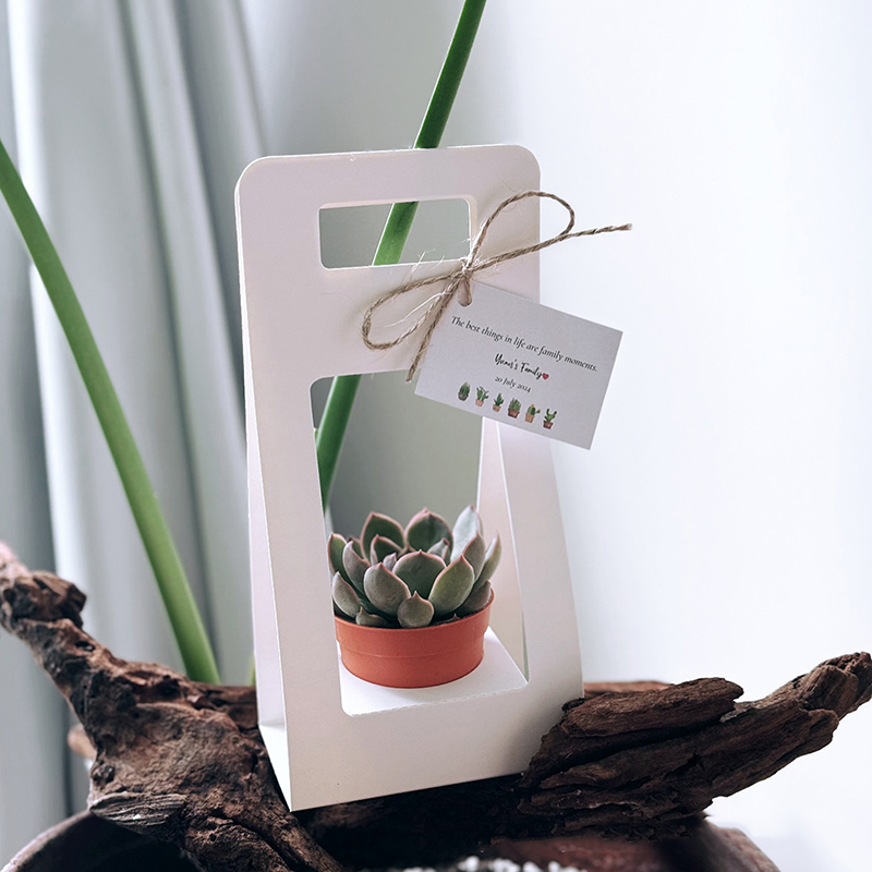 Kraft Paper Box - 両面防水クラフト紙製携帯用フラワーバスケット花束ハンドルカートンクリエイティブブーケホリデーギフトラッピングボックス