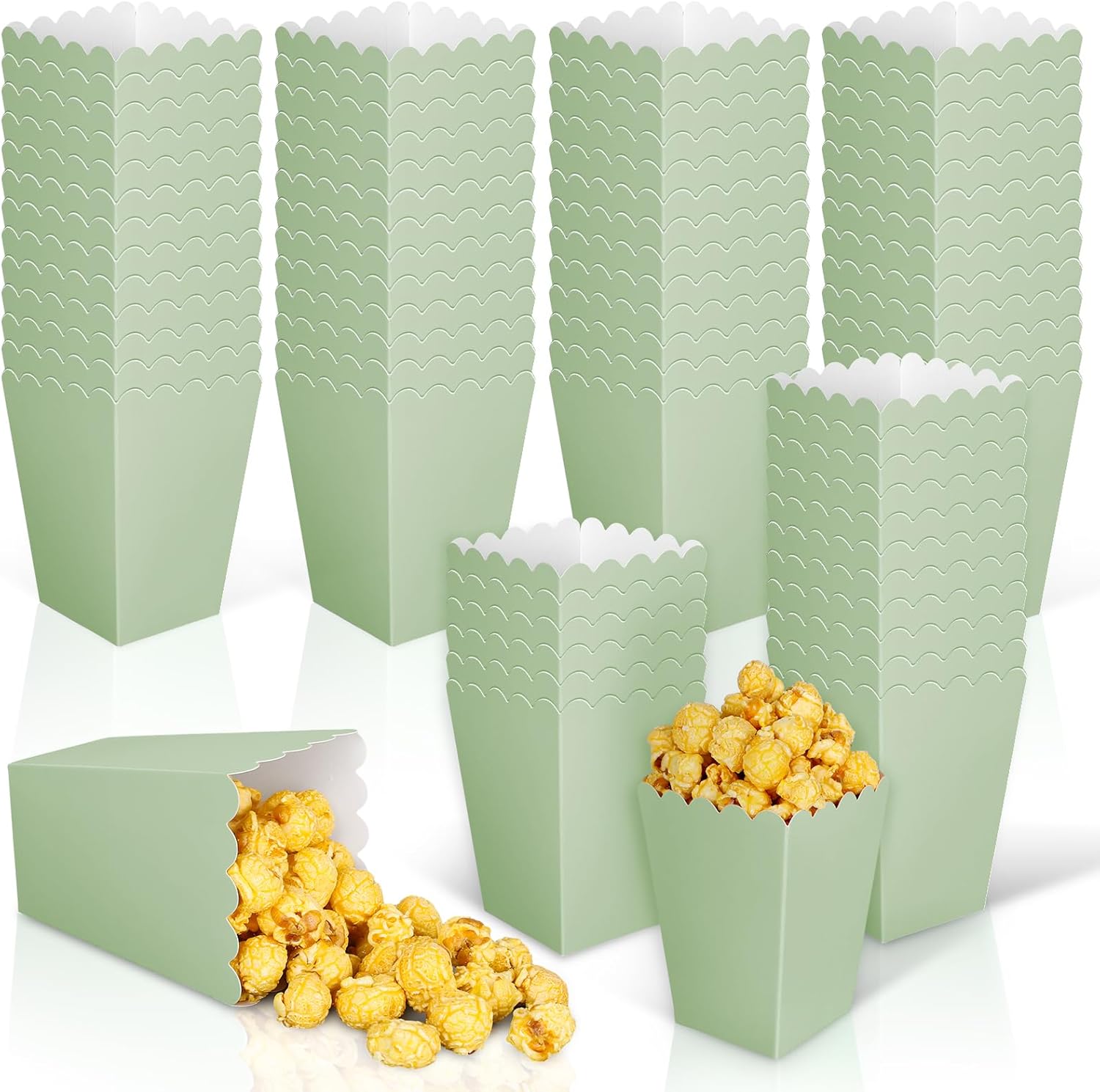 Kraft Paper Box - 12 個セージグリーンミニポップコーンボックスグリーンポップコーンバケツキャンディー好意ボックス映画ナイトパーティー用品