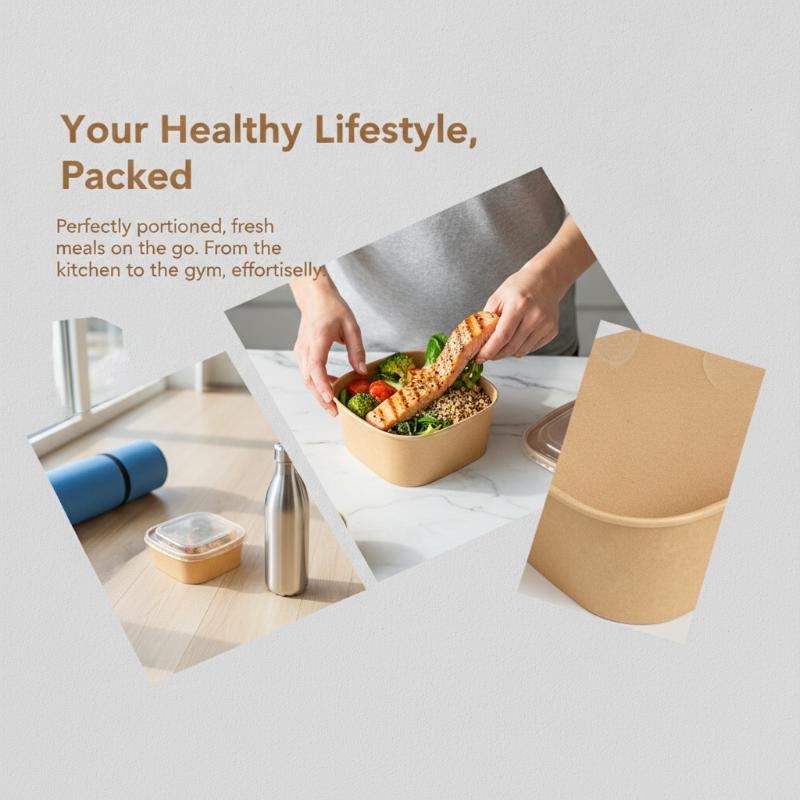 使い捨て正方形クラフト紙製ランチボックス 蓋付き 10個入り - Kraft Paper Box のレビューと価格