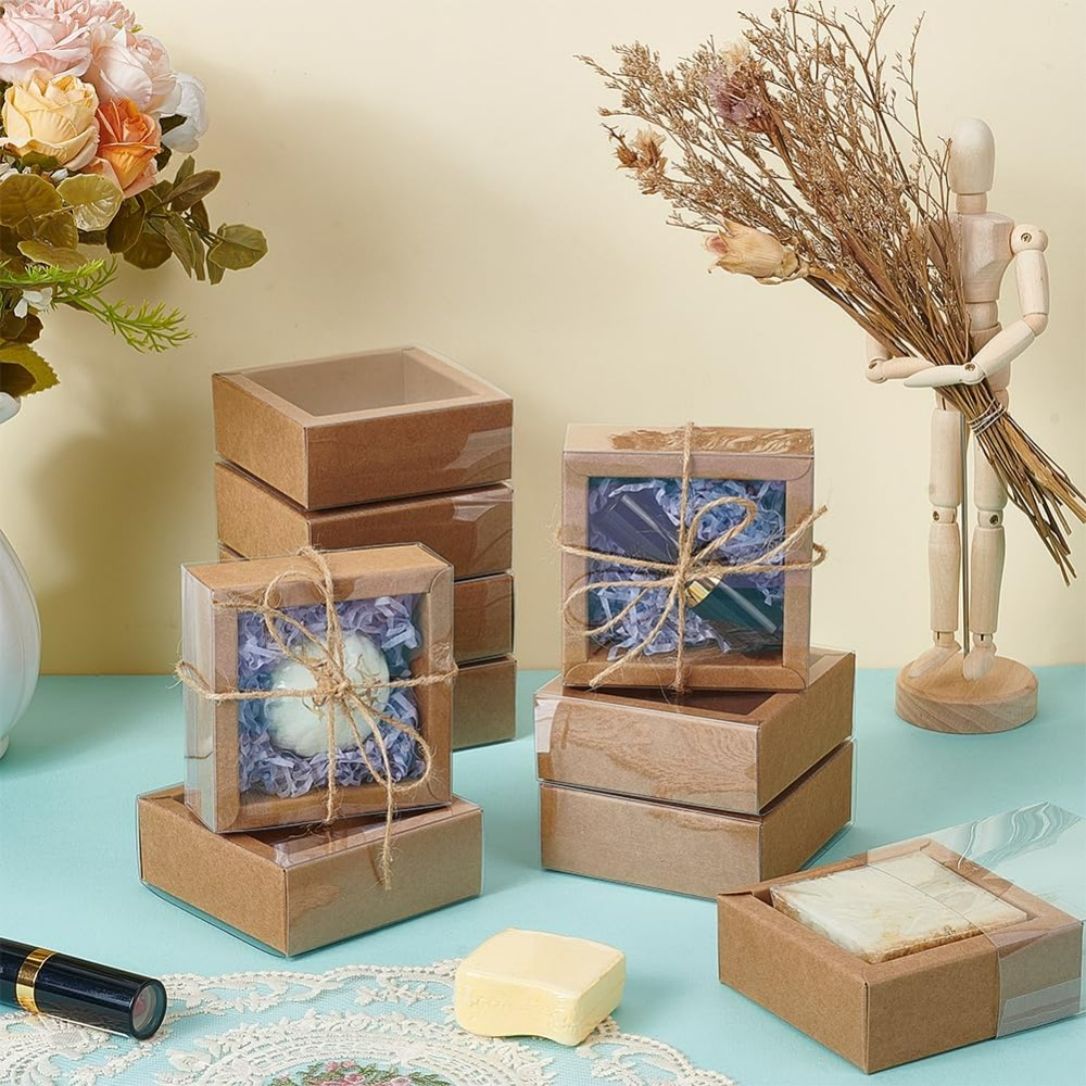 16個 クラフト紙引き出しボックス 3.2x3.3x1.3イ - Kraft Paper Box のレビューと価格