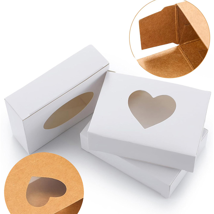 10個の小さな長方形クラフト紙ボックス、透明な窓付き、ミニソ - Kraft Paper Box のレビューと価格