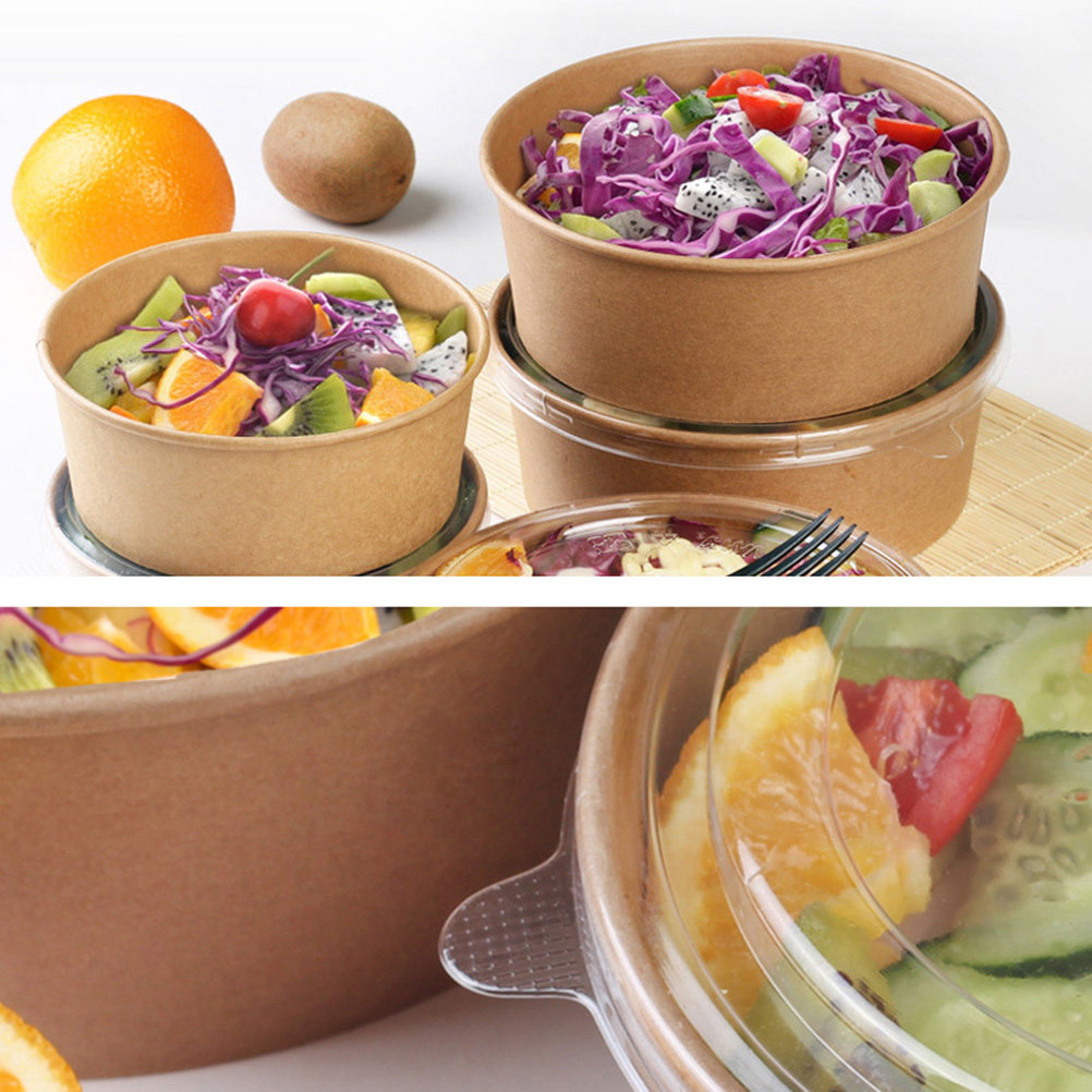 20個入りクラフト紙ボウル、漏れ防止使い捨てサラダボウル、食 - Kraft Paper Box のレビューと価格