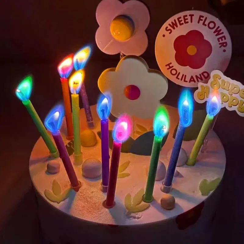 マルチカラーのカラフルな炎のキャンドル、5/12パック、誕生 - Candle Supplies Bulk のレビューと価格