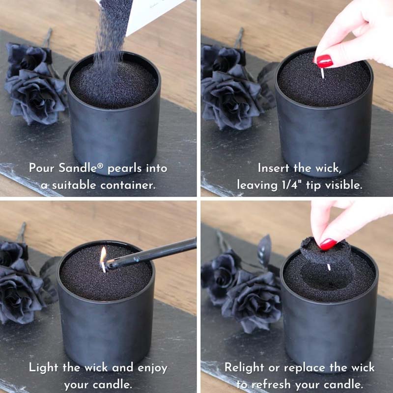 黒色のキャンドルサンド（芯付き）、200g、10個の芯付きパ - Candle Supplies Tins のレビューと価格